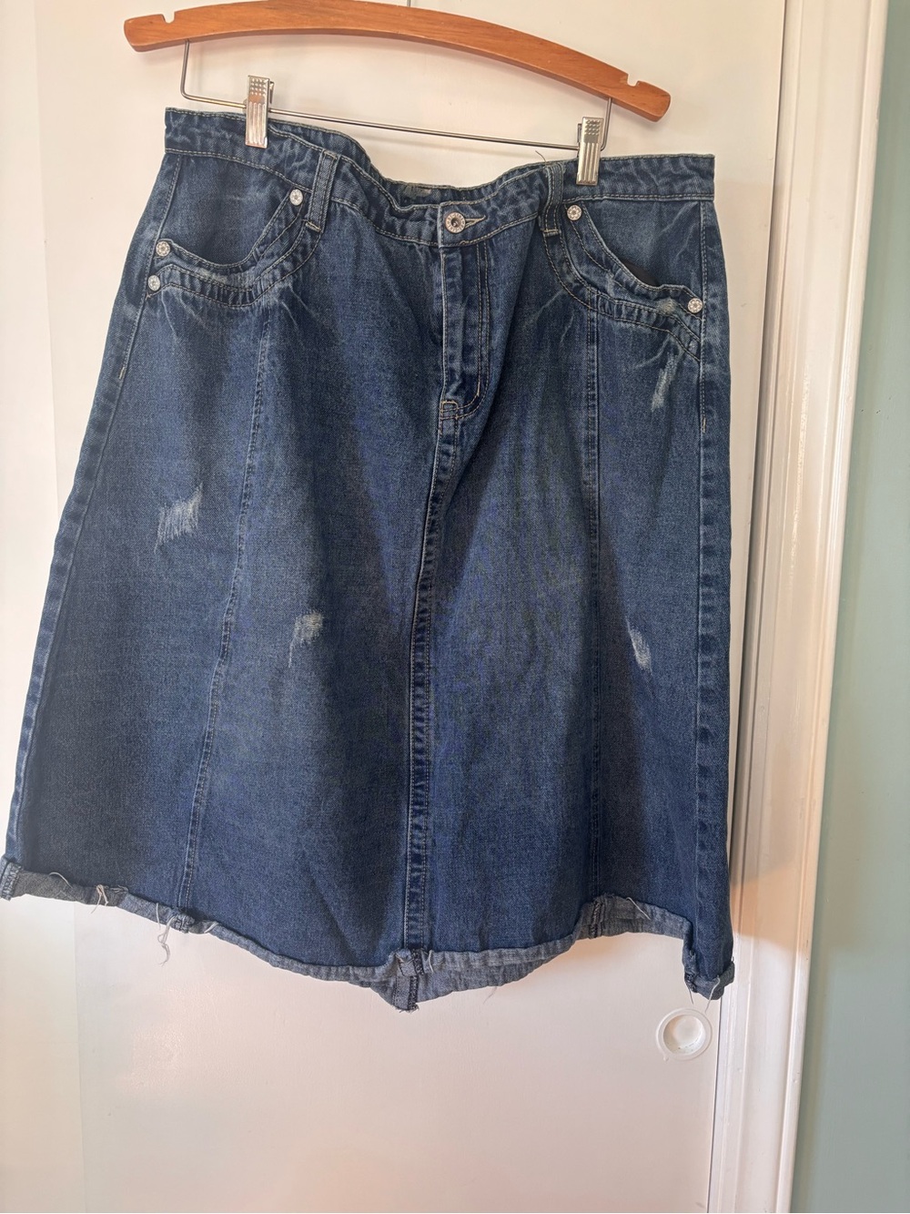 Classic Blue Denim Skirt - Casual A-Line